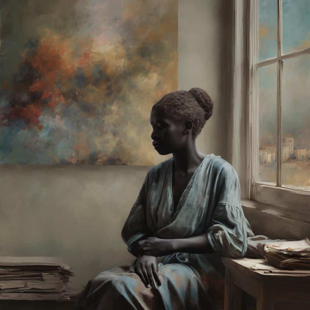 Ανθρώπινη γυναίκα διαβάζει βιβλία σε εσωτερικό χώρο κοντά σε παράθυρο με φωτεινή θέα.